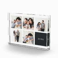 Chic Collage Year Keepsake Photo Block | Charcoal