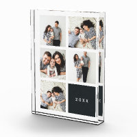 Chic Collage Year Keepsake Photo Block | Charcoal