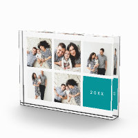 Chic Collage Year Keepsake Photo Block | Viridian