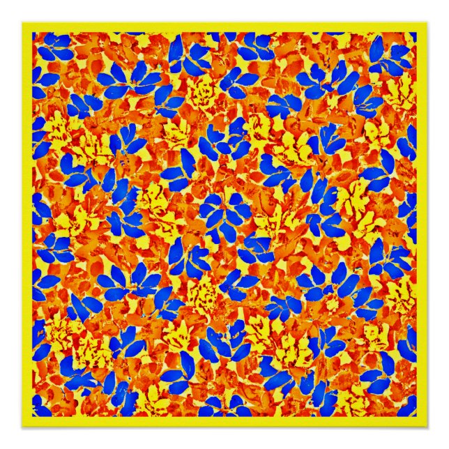 Chic Color Burst Foliage Pattern Poster (Front)