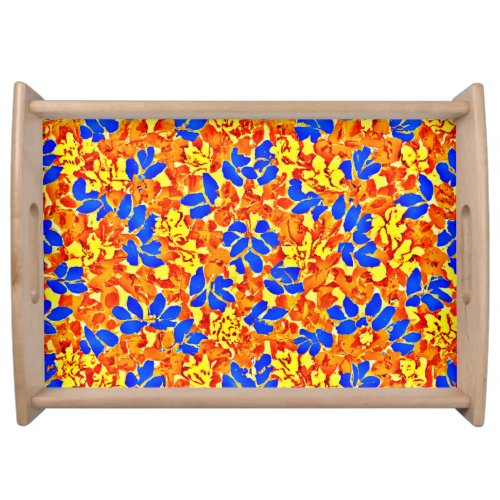 Chic Color Burst Foliage Pattern Serving Tray