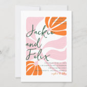 Chic Colorful Abstract Floral Retro Wedding Invitation (Front)