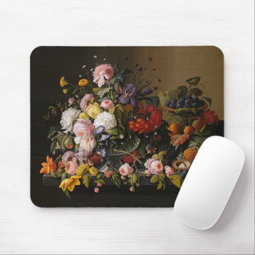 Chic Colorful Baroque Flowers Still Life Painting Mouse Pad