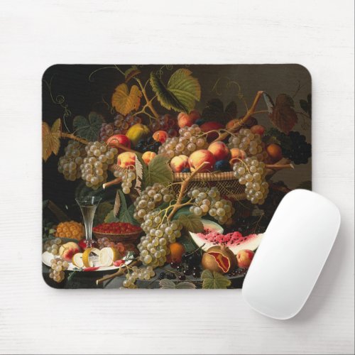 Chic Colorful Baroque Fruit Still Life Painting Mo Mouse Pad