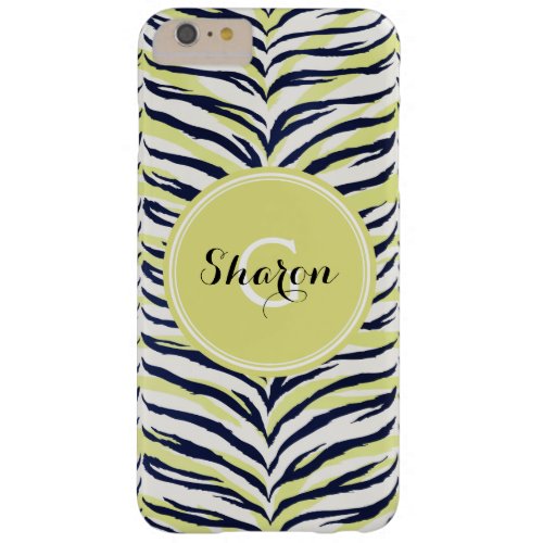 Chic colorful black  yellow zebra print monogram barely there iPhone 6 plus case