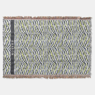 Chic colorful black & yellow zebra print monogram throw blanket
