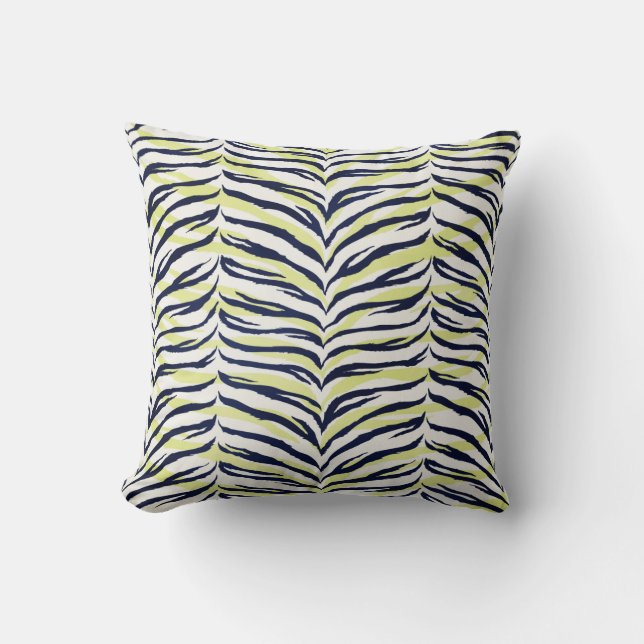Chic colorful black & yellow zebra print pillow (Front)