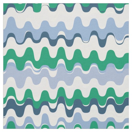Chic colorful blue green abstract wave pattern fabric