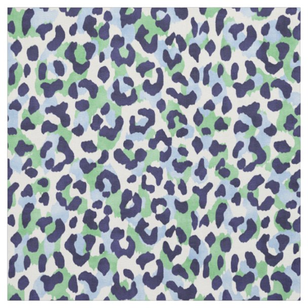 Chic colorful navy blue pink cheetah print pattern fabric | Zazzle.com