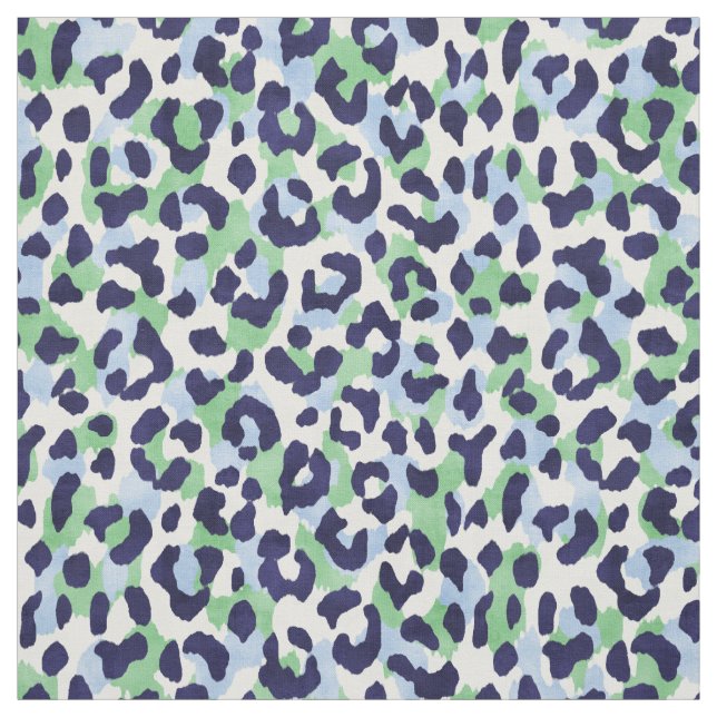 Chic colorful blue green cheetah print pattern fabric (Swatch)