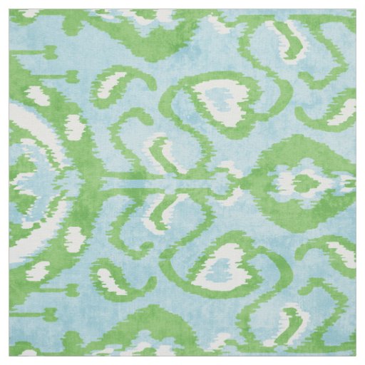 Chic colorful blue green ikat tribal patterns fabric