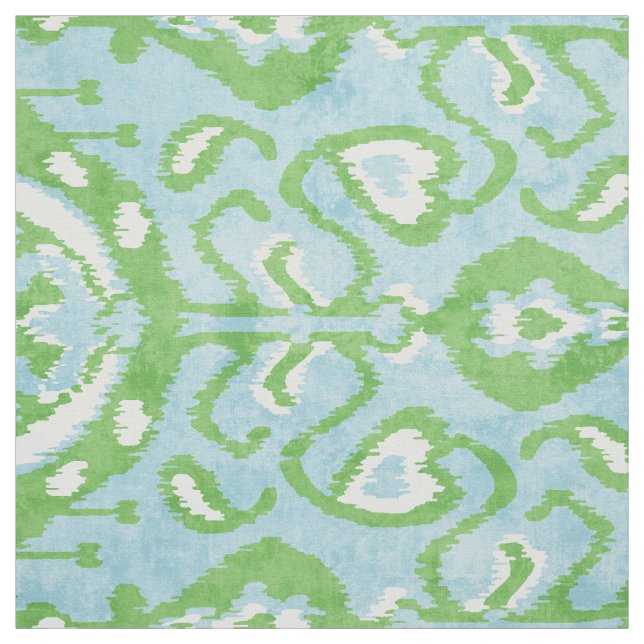 Chic colorful blue green ikat tribal patterns fabric (Swatch)