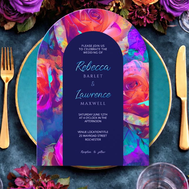 Chic colorful bright flowers wedding arch invitation (Creator Uploaded)