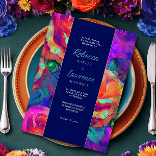 Chic colorful bright flowers wedding invitation