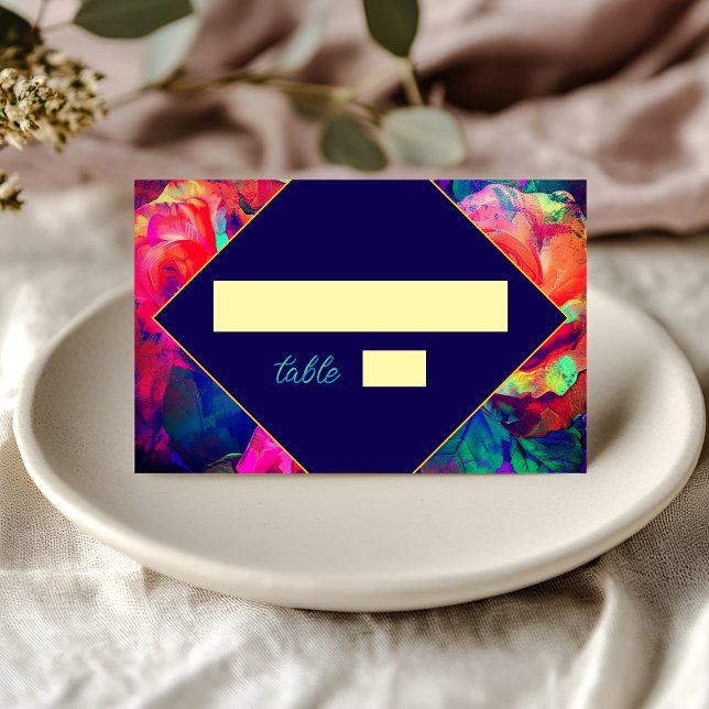 Chic colorful bright flowers wedding place card (Creator Uploaded)