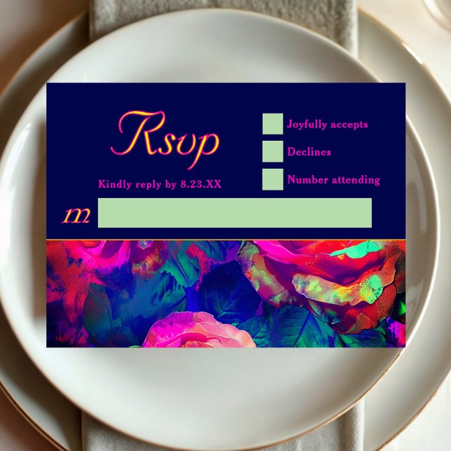 Chic colorful bright flowers wedding RSVP card (Creator Uploaded)