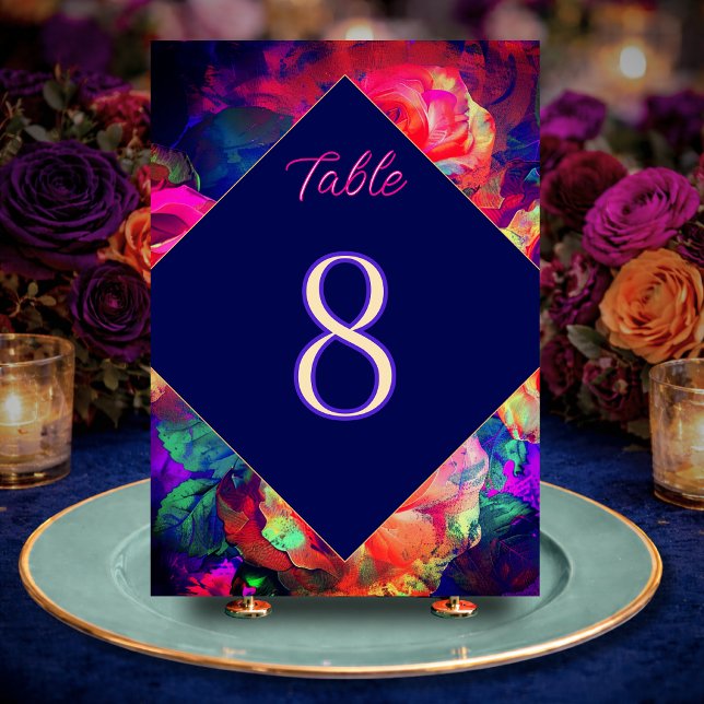 Chic colorful bright flowers wedding table number (Creator Uploaded)