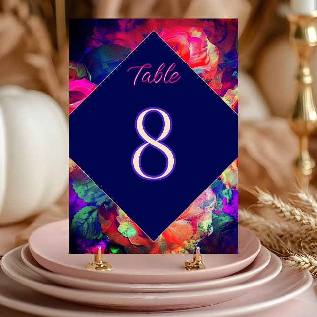Chic colorful bright flowers wedding table number (Creator Uploaded)