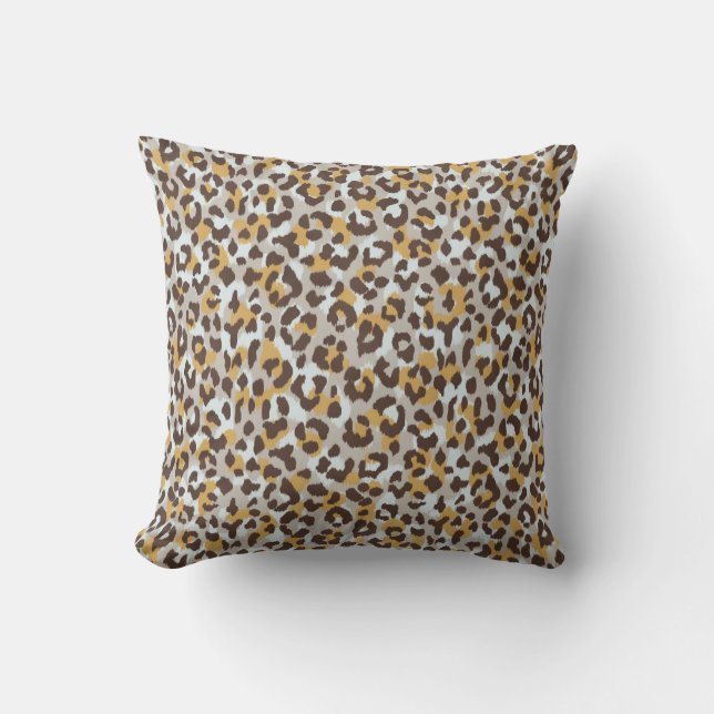 Chic colorful brown gold cheetah print throw pillow (Front)