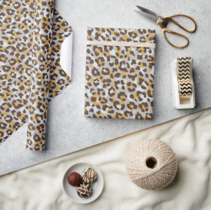 Chic colorful brown gold cheetah print wrapping paper