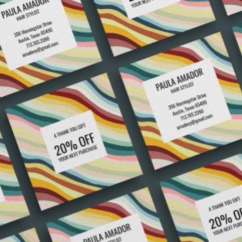 Chic Colorful Curvy Waves Handmade  Discount Card by ShoshannahScribbles at Zazzle