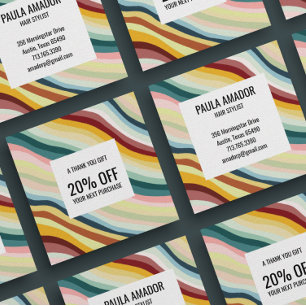 Chic Colorful Curvy Waves Handmade  Discount Card