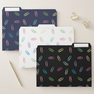 Chic Colorful Cute Pastel Paper Clips Pattern File Folder