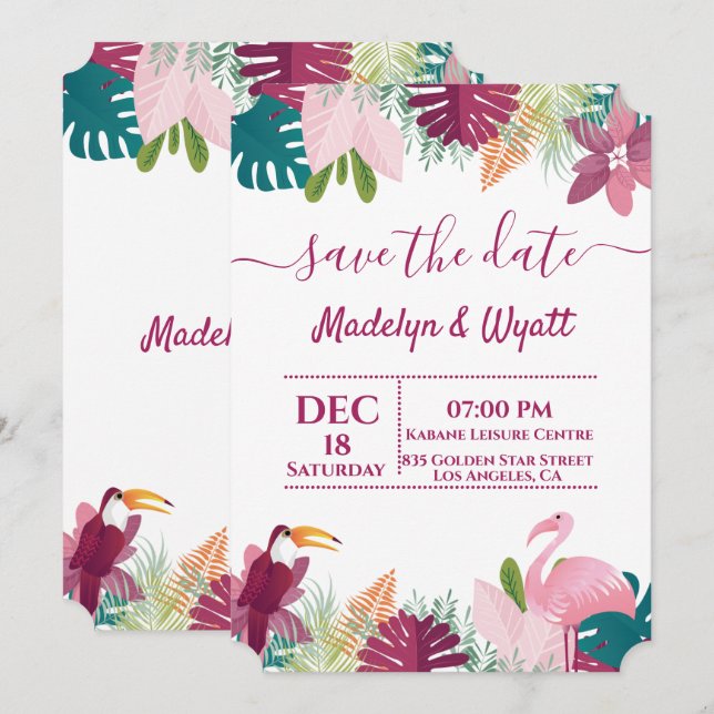 Chic Colorful Flamenco Jungle Invitation (Front/Back)