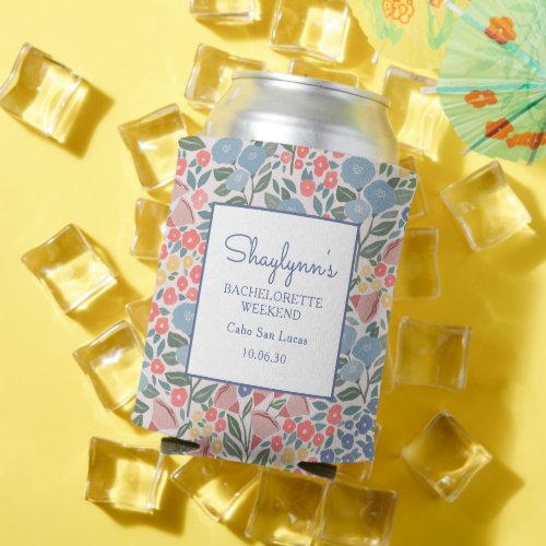 Chic Colorful Floral Bachelorette Weekend Can Cooler