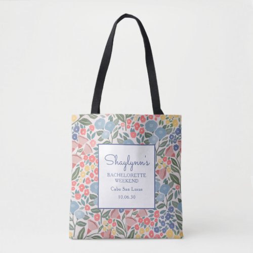 Chic Colorful Floral Bachelorette Weekend  Tote Bag