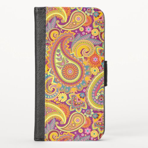 Chic Colorful Floral Paisley Girly Pattern iPhone X Wallet Case
