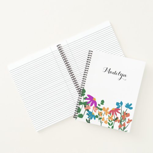 Chic Colorful floral pattern personalized White Notebook