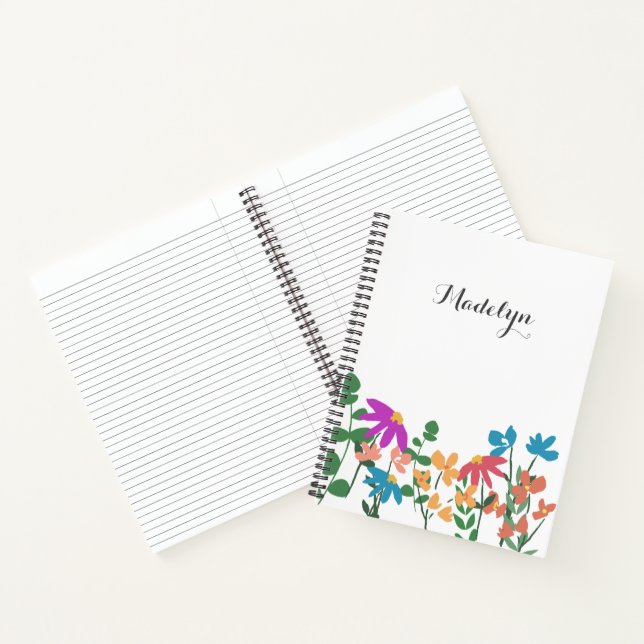 Chic Colorful floral pattern personalized White Notebook (Inside)