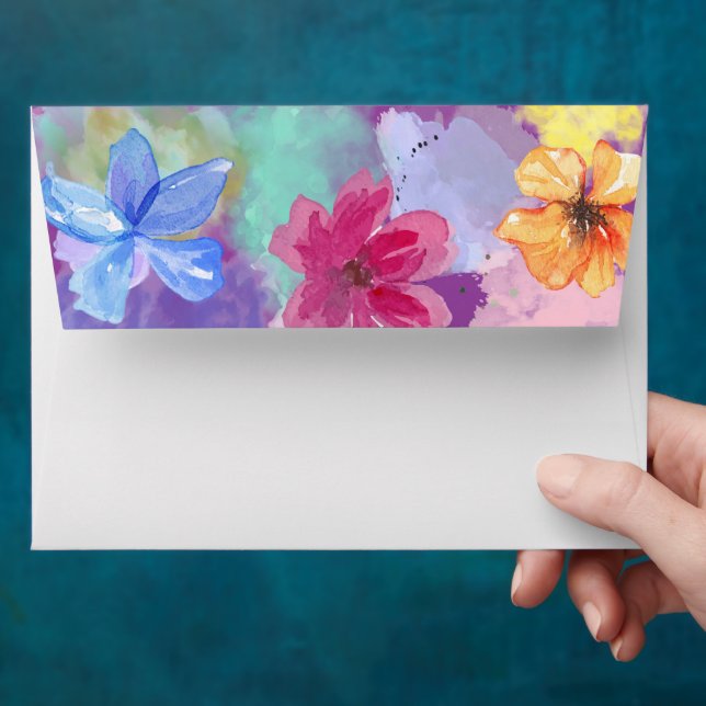 Chic Colorful Floral Wedding  Envelope (Hand)