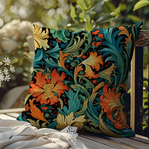 Chic Colorful flowers art nouveau William Morris Throw Pillow
