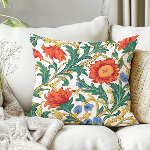 Chic Colorful flowers art nouveau William Morris Throw Pillow