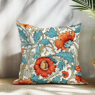 Chic Colorful flowers art nouveau William Morris Throw Pillow