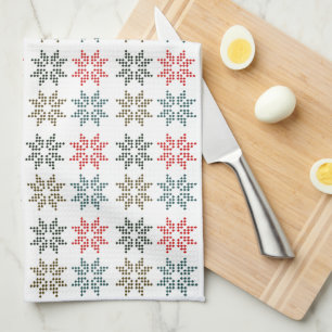 Chic Colorful Four Poinsettia Christmas Art Motif Kitchen Towel