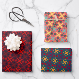 Chic Colorful Geometric Cross Rectangle Pattern Wrapping Paper Sheets
