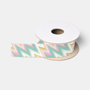 Chic colorful girly ikat tribal chevron pattern satin ribbon
