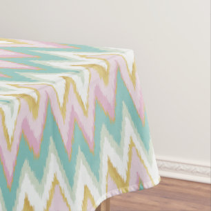 Chic colorful girly ikat tribal chevron pattern tablecloth