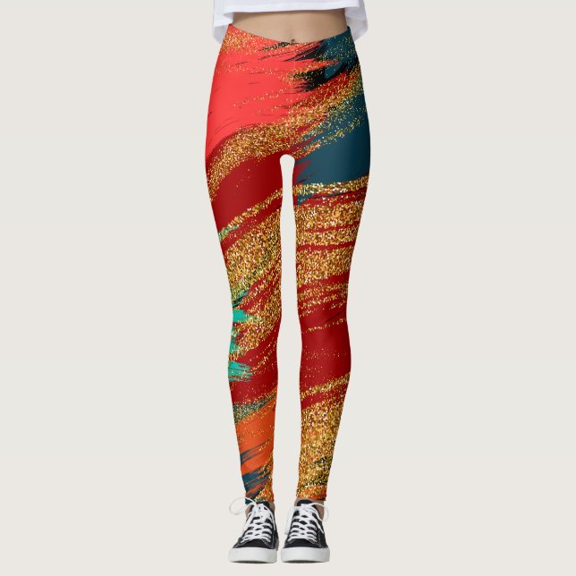 Chic Colorful Glitter  Leggings (Front)