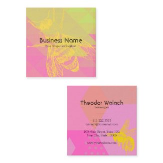 Chic Colorful Gold Bee Professional Square Business Card