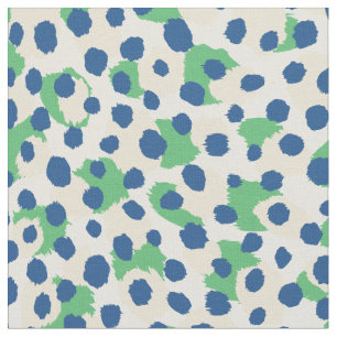Chic colorful green blue cheetah print polka dots fabric