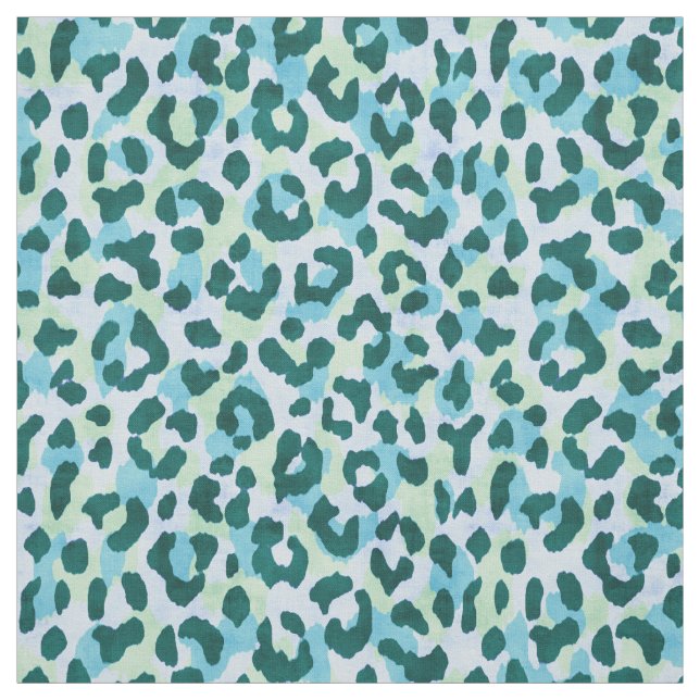 Chic colorful green cheetah print pattern fabric (Swatch)