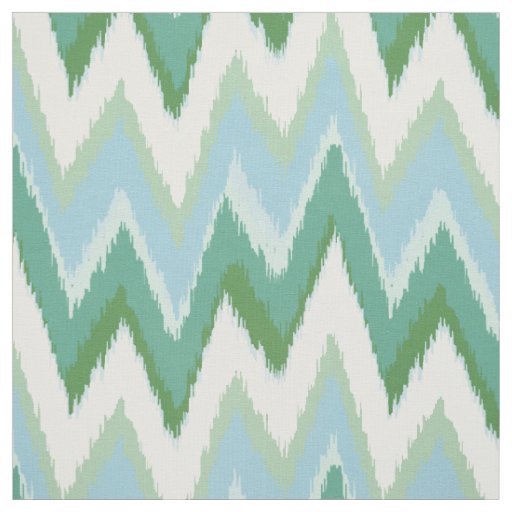 Chic colorful green ikat tribal chevron pattern fabric