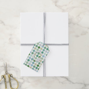 Chic colorful green polka dots pattern monogram gift tags