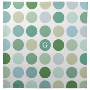 Chic colorful green polka dots pattern monogram napkin