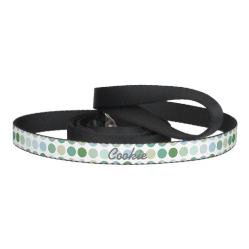 Chic colorful green polka dots pattern monogram pet leash