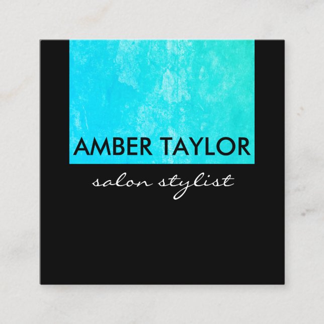 Chic Colorful Grunge Square Business Card (Front)